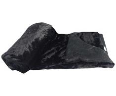 Plaid LOUP - Fourrure chaud et doux - 100% POLYESTER - OURSON - Noir U6 - 125 x 150