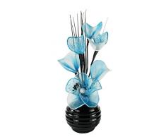Flourish 813 Vase 791094 Vaporisé à Main Bleu Sarcelle/Blanc Mini Fleur en Maille filetée Noir