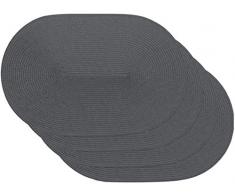Venilia Set de table tressÃ© Set spiral grey ovales, 45 x 30 cm, 4 pcs, antidÃ©rapant rÃ©siste Ã la chaleur et fait, Vinyle, 59114
