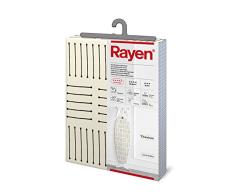 Rayen | Housse pour table Ã repasser | 4 Ã©paisseurs: mousse, molleton, tissu qualitÃ© canevas et titane | Housse Ã revÃªtement en titane | Gamme Premium | 130x47 cm | Blanc/Rayures
