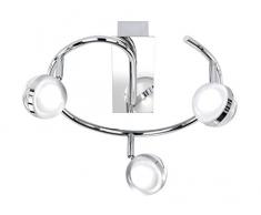 Wofi Plafonnier 3 ampoules Fulton 3 x LED/6 W, 30 x 19 x 30 x 7, 5 cm de diamètre, 3000 K, 500 Lm, classe defficacité énergétique A + Chrome 9740.03.01.0000