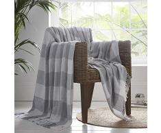 Portfolio Epsom Couvre-lit pour lit, Fauteuil, canapÃ©, Coton, Gris, 180 x 250 cm