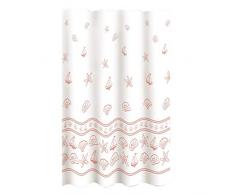 MSV Rideau de Douche 180x200cm Coquillage de Polyester en Blanc/Rose, 200x18x1 cm