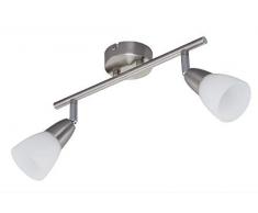 Briloner Leuchten 2846-022 Plafonnier 2 Ampoules E14 Max. 40 W Spot Rotatif et orientable, métal, Nickel Mat, 316x115mm (LxH)