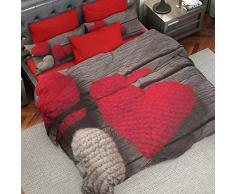 PETTI Artigiani Italiani - Housse de Couette, Lit (120x200), Coeur, Tissu 100% Satin Frais, 100% Made in Italy