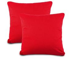 aqua-textil Classic Line Housse de Coussin Lot de 2 Fermeture Éclair Coton 80 x 80 cm Rouge Rubis