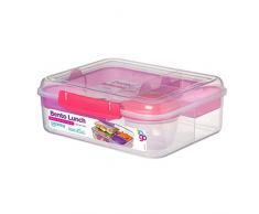 Sistema Gamelle Bento pour Les Fruits/Pot de Yaourt, 1,65Â l, Plastique, Transparent/Rose, 18.5 x 21.8 x 7.7 cm