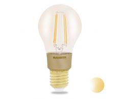 Marmitek GLOW MI Ampoule Smart WiFi LED-E27-650 Lumen-6 W=40 W-A60-Filament RÃ©tro â 60x118 mm-Graduable par lâapp-Compatible avec Alexa, Google Assistant-Aucun hub requis, Gold