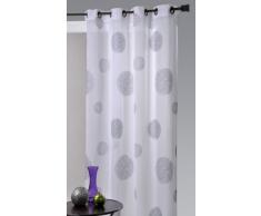 HomeMaison HM69807746 Blanc / Gris Voilage en Ãtamine BrodÃ© de Ronds MÃªlÃ©s