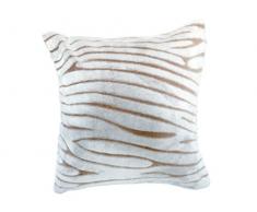 Soleil docre Housse de Coussin Extra Doux 60x60 cm Savane Taupe et Blanc Polyester Ecru 60 x 60 cm