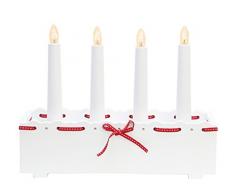 Star 218-02 Vira Chandelier 4 Lumières Bois Blanc/NÅuds Rouge 20 x 34 cm