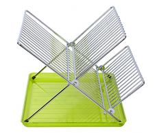 Sauvic 91040-Ãgouttoir à Vaisselle, Pliable, Inoxydable 18/8, Plateau Vert, 36,5 x 26 x 22 cm.