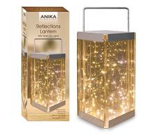 Anika 62190Â RÃ©flexions Lanterne avec LED Ã piles lumiÃ¨res de riz, verre, transparent/30Â chaud/blanc