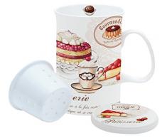 EASY LIFE Tasse avec 422245945191Â UnitÃ© et Couvercle, Porcelaine, Multicolore, 10Â x 10Â x 13Â cm