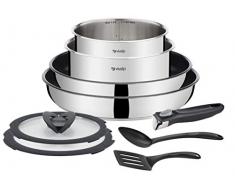 VIVALP Compact Batterie de Cuisine Inox 9 Pièces Poêles et Casseroles Empilables Tous Feux Dont Induction