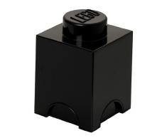 Brique de rangement LEGO 1 plot, Boîte de rangement empilable, 1,2 l, noir