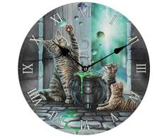 Lisa Parker Horloge Murale dÃ©corative pour Chat Motif Bulles MDF, Multicolore, Hauteur 30 cm, Profondeur 3,5 cm