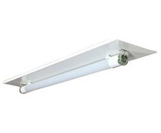 115/1x18/BL - Plafonnier en tôle plate blanche, droit à 220 V, pour tube LED de 18 W.