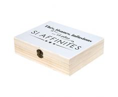 THE HOME DECO FACTORY HD4656 Boite à Thé, Bois, Blanc, 24 x 18.50 x 7 cm