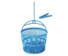 MSV 100114 Panier + 24 Pinces a Linge géantes, Polypropylène, Bleu/Vert/Rose, 16 cm