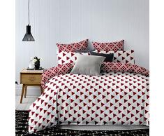 DecoKing Parure de Lit 155x220 cm 1 Taie doreiller 80x80 cm Housse de Couette Micro-Fibre GÃ©omÃ©trie GÃ©omÃ©trique Blanc Bordeaux Rouge FoncÃ© Triangles Hypnosis Collection