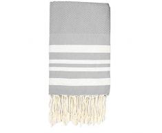 Moorish Idol - Fouta Nid dAbeille Lurex- 100cm x 200cm- Gris Perle/Argent