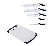Bergner Black&White Lot de 5 Couteaux en Acier Inoxydable + Planche Ã dÃ©couper