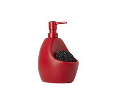 UMBRA Joey Pump. Distributeur Joey pour savon liquide et porte-éponge en céramique. Dimension 10.2x12.7x20.3cm. 591ml. Coloris rouge.
