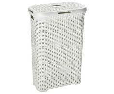 CURVER | Coffre à linge 40L - Aspect rotin, Ivoire, Laundry Hampers & Baskets, 44,7x26,5x61,5 cm