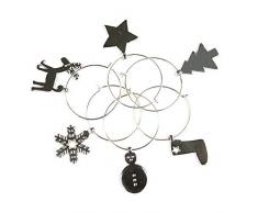 eBuyGB Lot de 6Â de NoÃ«l Verre Ã vin Charms, Argent