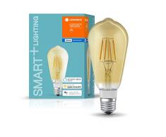 LEDVANCE Smart+ Lot de 4 Ampoules LED à Filament Vintage Connectées | E27 | Edison Or Ambrée | Dimmable | Blanc Chaud | équivalent 60W | Compatible Bluetooth - Pilotable avec Siri via Apple HomeKit