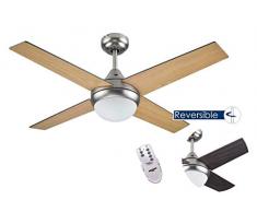 Bastilipo Mojácar Ventilateur de plafond avec télécommande 105 x 41 cm Nickel