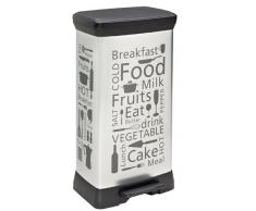 Curver 205873 Décor Kitchen Poubelle à Pédale Rectangulaire Polypropylène Argent 39 x 29 x 73 cm