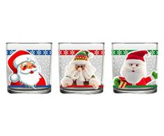 Home santaclaus Lot de 6 Verres à Eau, Verre, Multicolore, 28 x 14 x 9 cm