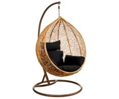 Premier Housewares 2402692 Balancelle de Jardin/Patio/Coussin Rotin Naturel Noir