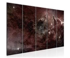 Tableau decoration murale Ãtoiles Galaxy 200 x 80 cm XXL Impression sur Toile Salon Appartment Rouge 5 Parties - prÃªt Ã accrocher 612455b