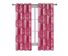 Deconovo Rideaux Occultants Oeillet Fenêtre Decorative Salon Argente Motif Isolation Thermique Ãconomiser de lénergie pour Chambre 2 Pcs, Rose, 117x183cm