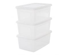 Iris Ohyama, set - 3 boîtes de rangement avec couvercle - Modular Clear Box - MCB-11, plastique, transparent, 11 L, 39,5 x 26,5 x 15,6 cm
