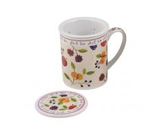 Excelsa Lot de 1 tisaniÃ¨res en porcelaine avec filtre et couvercle, multicolore (alÃ©atoire)