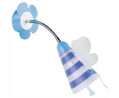 Naeve Leuchten 1076912 Applique murale pour enfant en métal et plastique avec élément en forme de fleur Bleu 12 x 38 x 24 cm