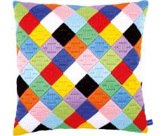 Vervaco Kit Coussin au Point lancé Motif Damier coloré