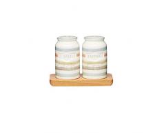 Kitchen Craft Collection Classic SaliÃ¨re et poivriÃ¨re en cÃ©ramique avec Plateau en Bois Style Vintage (avec Inscription en Anglais)