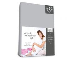 Bed-Fashion Double Drap Housse, Jersey, Gris argenté, Simple, 90 x 210 cm