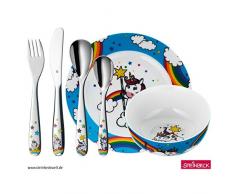 WMF Licorne Enfants 6 pièces 3â9 Ans en Acier Inoxydable Cromargan Poli Passe au Lave-Vaisselle de Couleur et Alimentaire, Acier Inoxydable, Silver, 14 cm, 6 unités de
