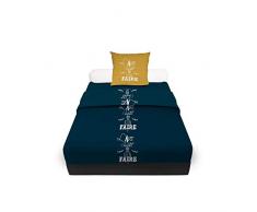 Soleil docre Subtil lit, Parure de Drap, Coton, Bleu, 180 x 290 cm