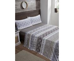 Rapport Jacquard Coton brossé de lit, Coton, Naturel, Simple