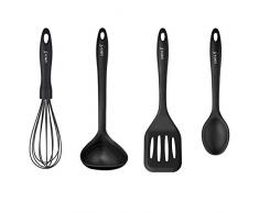 Lurch 221613Â Set ustensiles de Cuisine en Silicone, Silicone, Noir, 1Â x 1Â x 1Â cm, 4Â unitÃ©s