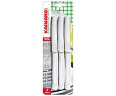 Kaimano KDN041506W Set de 6 Couteau de Table, Acier Inoxydable, Blanc, 28 x 10 x 2 cm