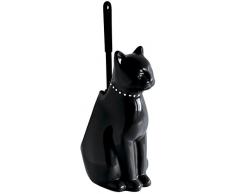 Gelco 704786 Animaux Pot Ã Balai Chat CÃ©ramique et Plastique Noir 15 x 12 x 29.5 cm