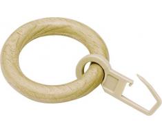 GARDINIA Anneaux de rideau pour tringles à rideaux avec à 23 mm, Inclus patin crochet plissé, Paquet de 10s, Largeur 8.3 mm, Set Mika, Bois (Hêtre)